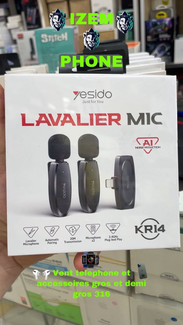 Double Micro Cravate Sans Fil Yesido KR14 2.4GHz IA