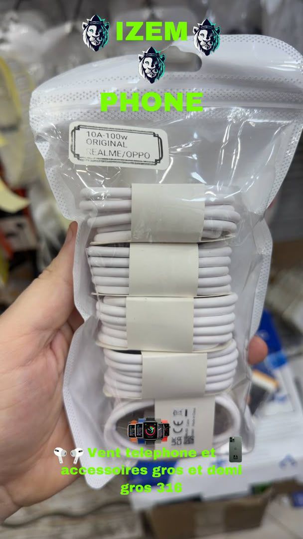 Câble Realme Oppo Original 100W : Charge Rapide