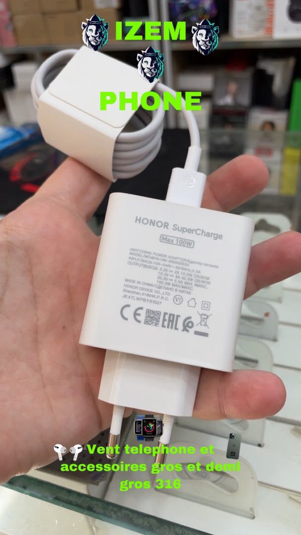 Chargeur Secteur Honor 100W avec Câble USB-C