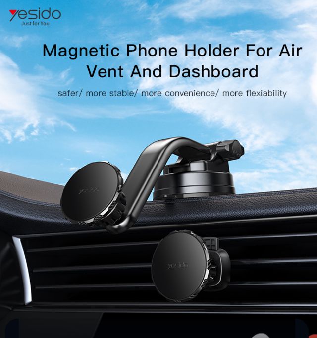 Support Voiture Magnétique 2 en 1 Yesido C159 Ventouse