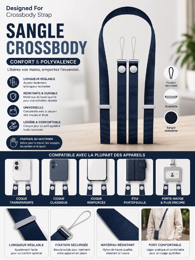 Sangle Universelle Téléphone : Crossbody Strap Mode