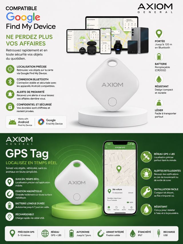 Traceur GPS AXIOM General Google Find My Device